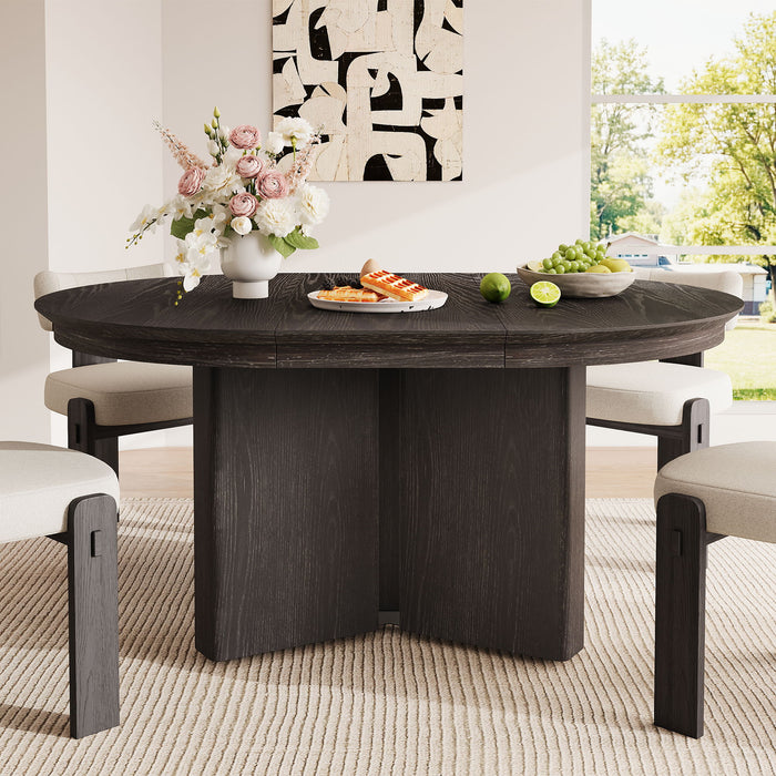 Farmhouse Oval Extendable Dining Table With Pedestal Base