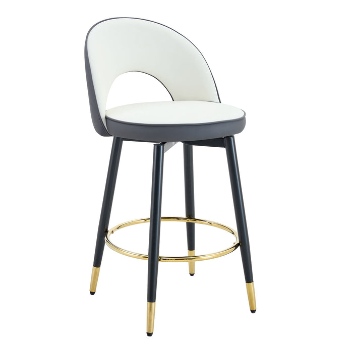 Upholstered Rotatable Bar Chair With Metal Legs For Dining Room