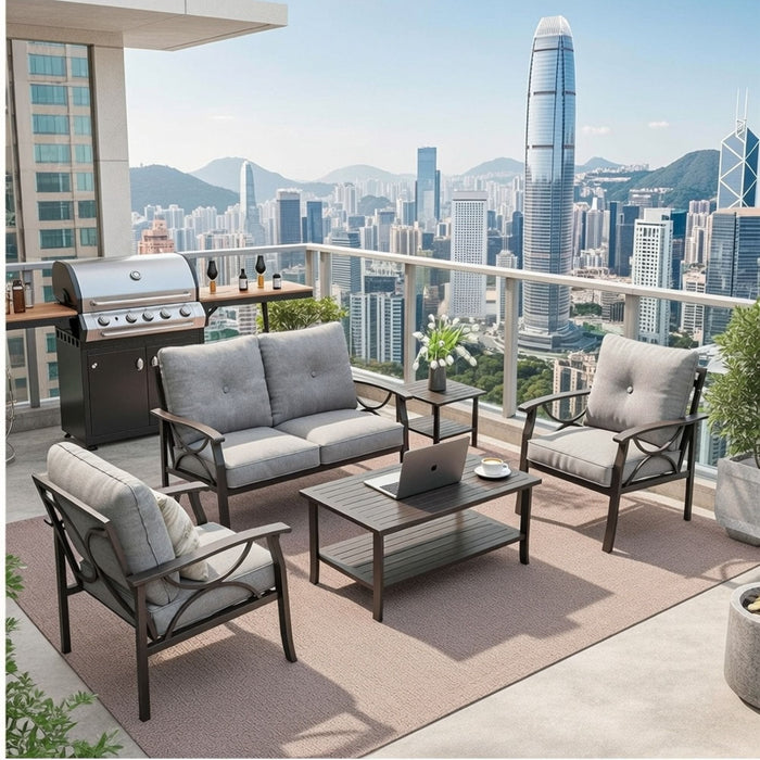 Patio Furniture Set With Coffee Table And Cushions For Backyard