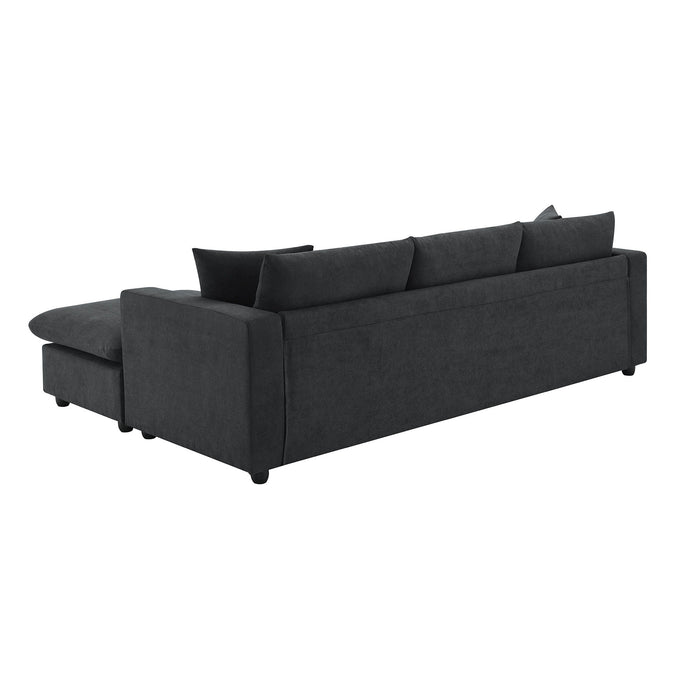 Modern Sectional Sofa With Throw Pillows, Cloud L Shaped Couch Set With Wide 4 Seat Comfy Couch Set With Movable Ottoman