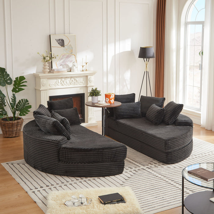 Round Oversized Sofa Bed With 5 Throw Pillows