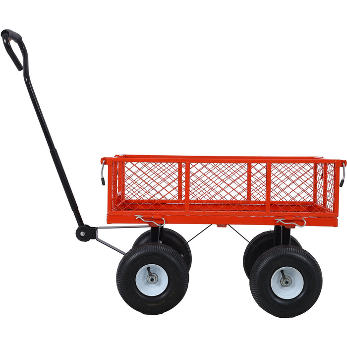 Heavy Duty Steel Garden Cart With Mesh Sides