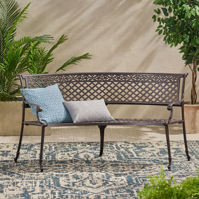 Sector - Bench With Curved Design And Diamond Cross Seat - Copper