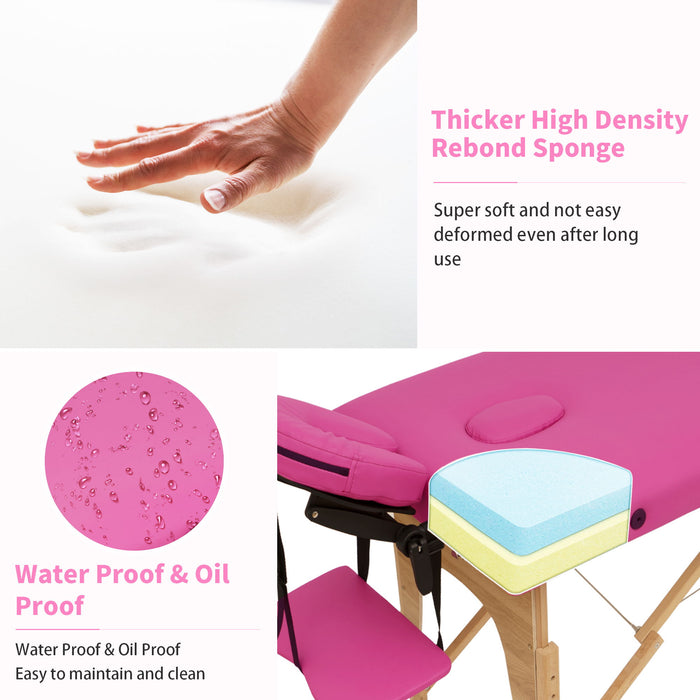 Massage Table Portable Bed With Carrying Case, Height Adjustable