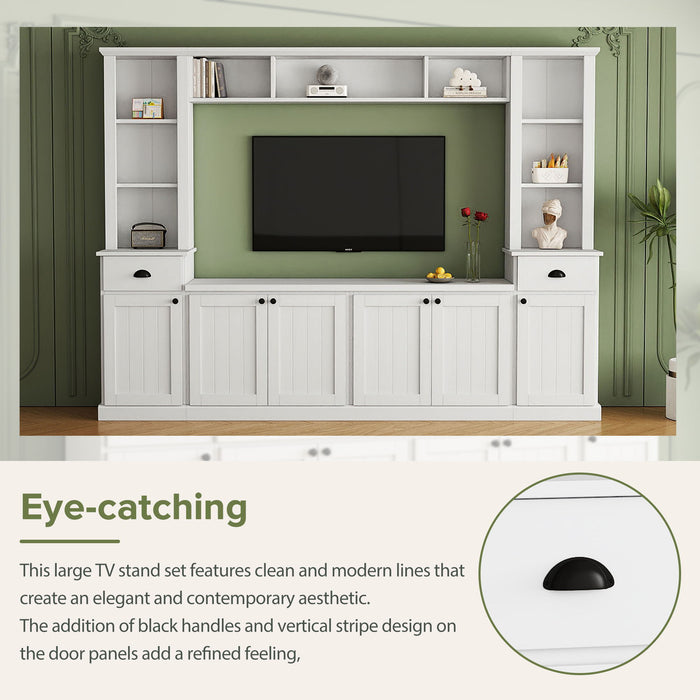 Minimalist Entertainment Wall Unit Set With Bridge For TVs Up To 75"