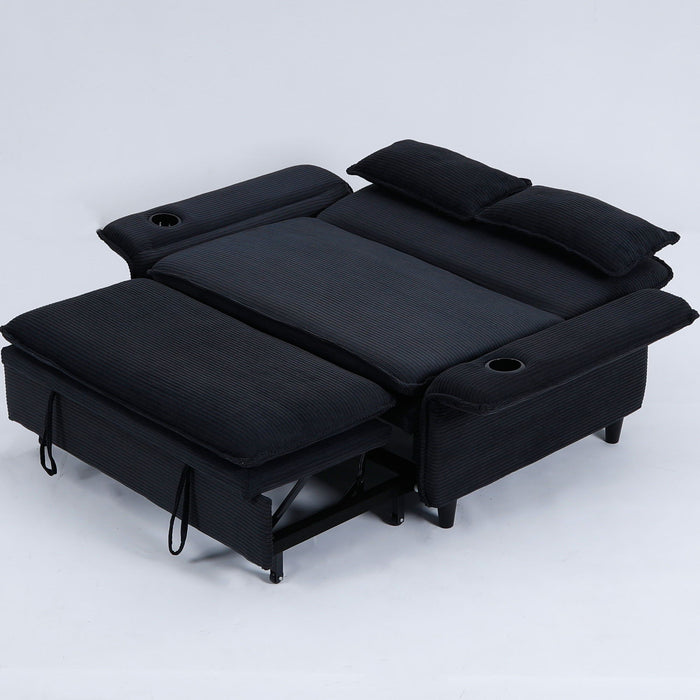 Modern Fabric Multi-Functional Sofa Bed With Adjustable Armrests And Backrests