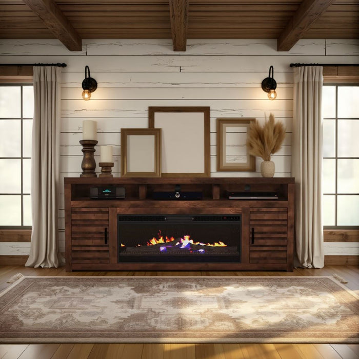 Electric Fireplace TV Stand Console For TVs Up To 95" - Whiskey