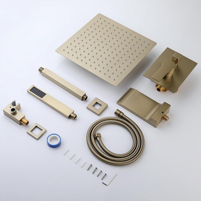 Wall Mount Shower System With High Pressure 10" Shower Head And Handheld