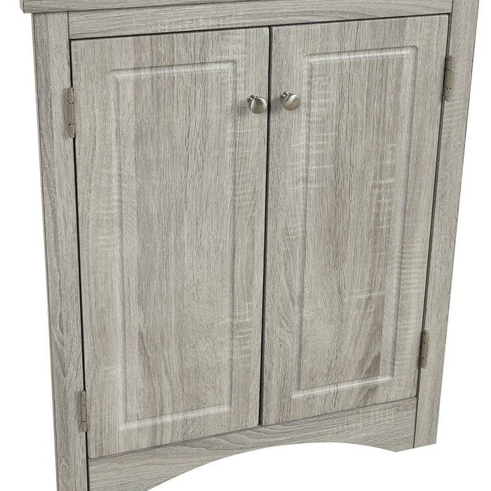 Triangle Bathroom Storage Cabinet With Adjustable Shelves, Freestanding Floor Cabinet - Oak