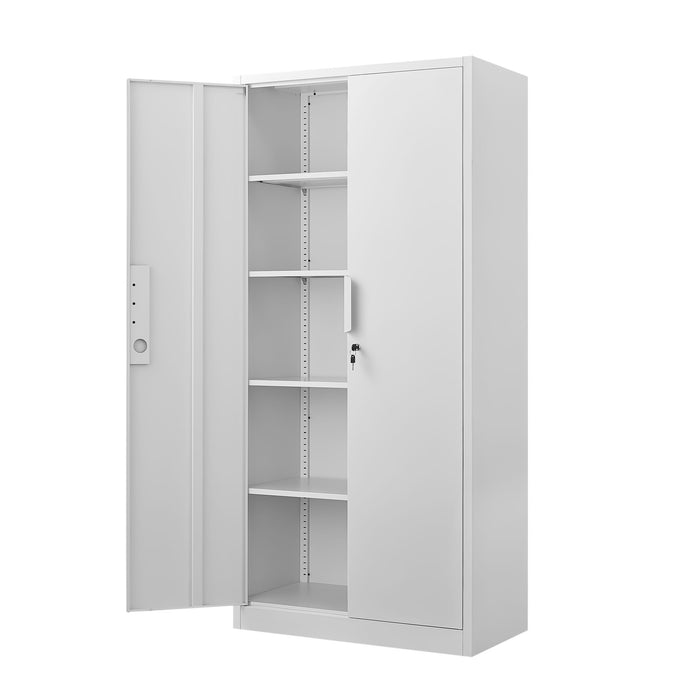 2 Door File Cabinet With Lock, 4 Adjustable Shelves, Heavy-Duty