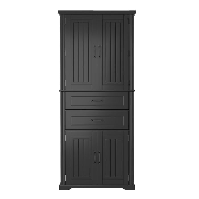 Multi Functional Storage Cabinet With Adjustable Shelves, 2 Drawers, Door Shelves