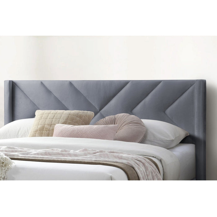 Elegant Bed With Upholstered Headboard, Platform Base