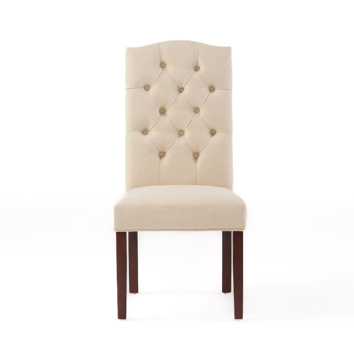 Harriet - Tufted Dining Chair Set Modern Farmhouse Style - Ivory Linen