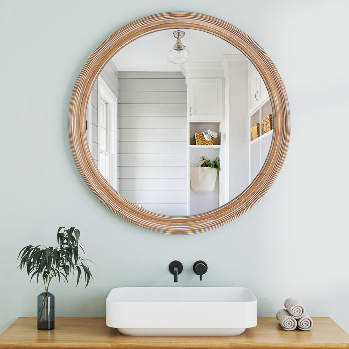 Round Wall Mirror With Ribbed Frame
