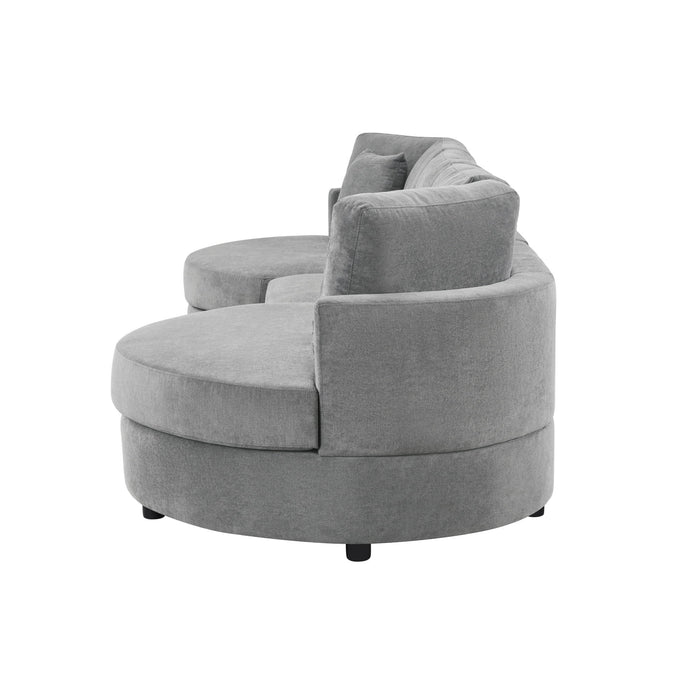Modern 3 Seater Upholstered Sofa With Curved Design