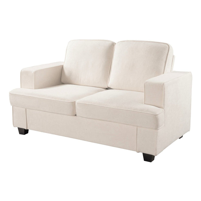 Modern Loveseat, Comfortable 2 Seater Couch With Deep Seating, Loose Back Cushions, Wide Arms