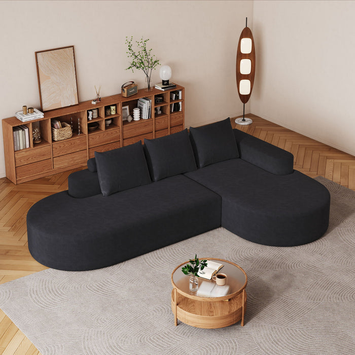 Modern Curved Sofa, L-Shaped Modular Sectional Set With 3 Pillows