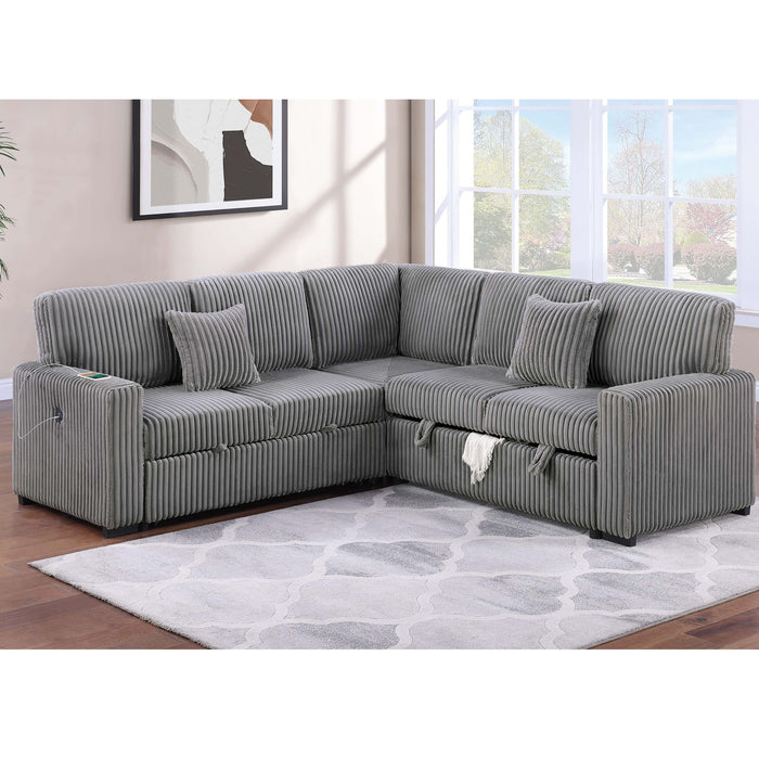 Convertible Sectional Upholstered Sleeper Sofa With Storage Chaise