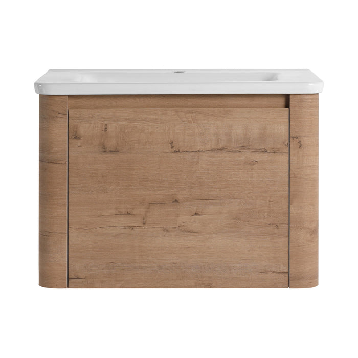 Wall Mounted Bathroom Vanity With Sink, Storage Shelves & Soft Close Door