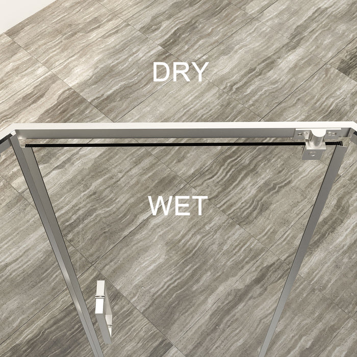 Diamond Shaped Corner Shower Door, Inward Sliding, Stainless Steel Frame