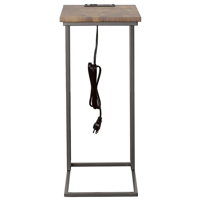 C-Shape Snack Table With USB And Power Outlet - Brown