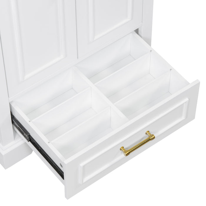 Bathroom Vanity With Sink, 1 Divided Drawer And 2 Soft Close Doors With Double Shelf