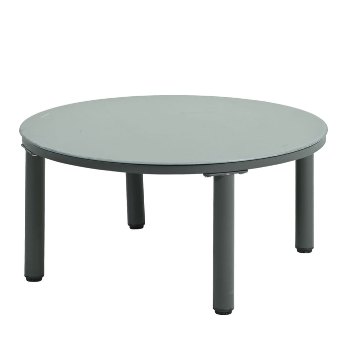 6 Piece Patio Set, Half Moon Outdoor Sectional Sofa With 2 High Low Coffee Tables, 4 Pillows & Cushions