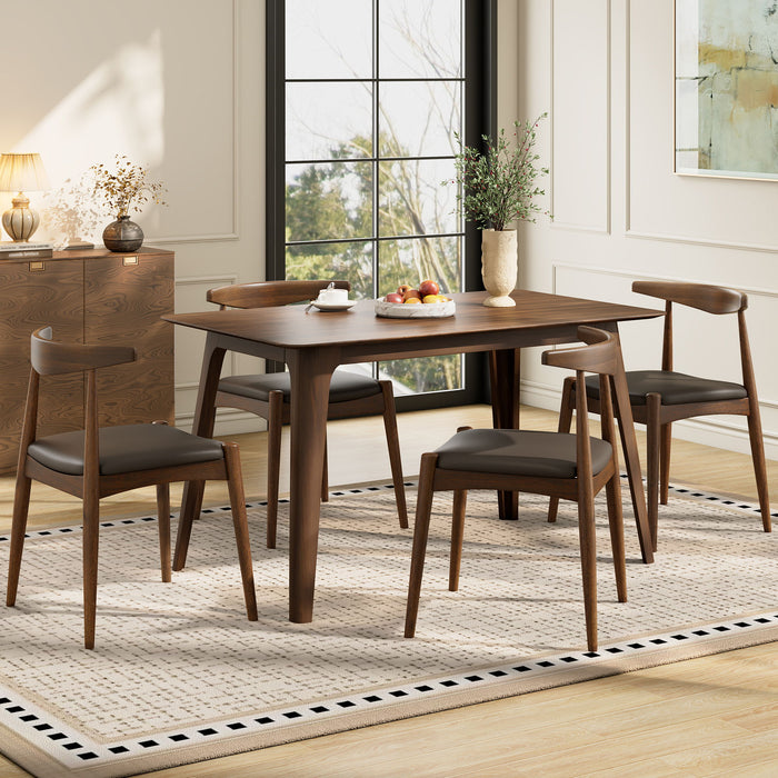 5 Piece Dining Set With 1 Table And 4 Upholstered Chairs - Brown / Walnut