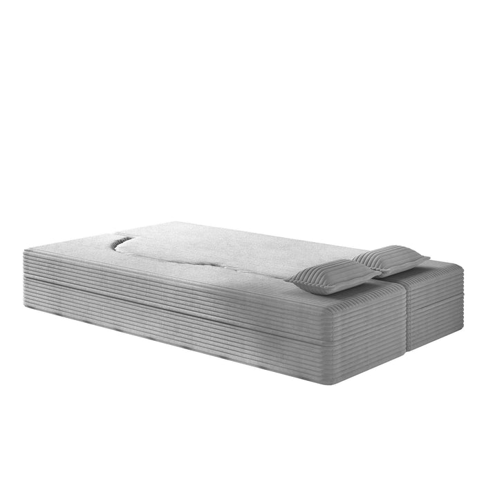 Floor Sofa With 2 Pillows, Convertible Twin Size Mattress For Living Room