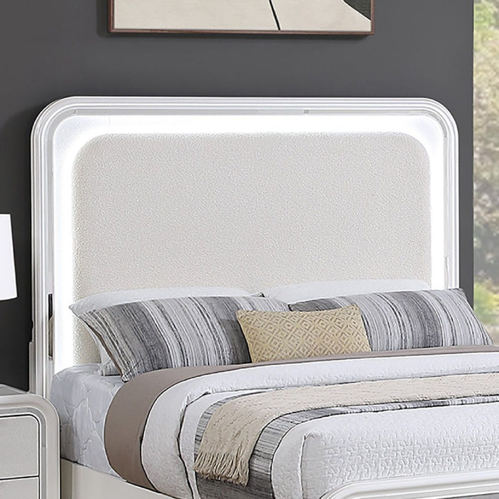 Bed With LED Lights Panel Headboard And Footboard Frame