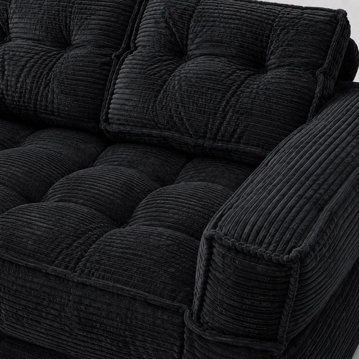 2 Seater Modular Corduroy Sofa With Chaise Lounge For Living Room