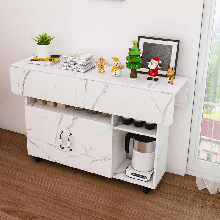 Multi Functional Folding Table With Storage Shelves And Wheels