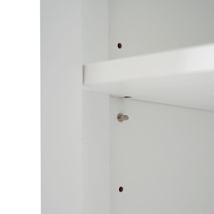 Freestanding Tall Bathroom Cabinet With Adjustable Shelves, Drawers, Soft Close Glass Doors