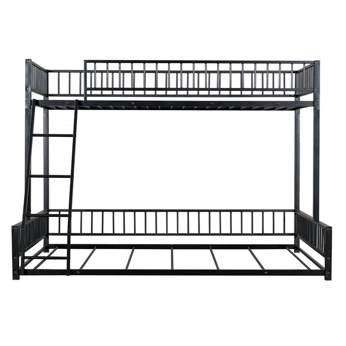 Bunk Bed Frame With Ladder And Safety Guardrails