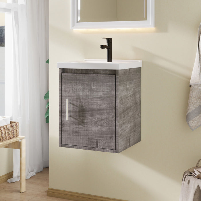 Floating Bathroom Vanity Combo, Wall Mounted Cabinet With Sink & Soft Close Doors For Small Bathrooms