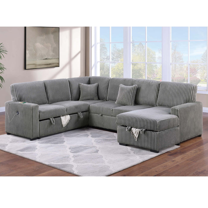 Convertible Sectional Upholstered Sleeper Sofa With Storage Chaise