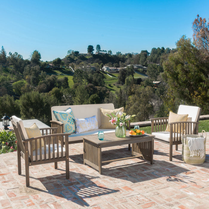 4 Piece Set Outdoor Chat Set With Water Resistant Cushions