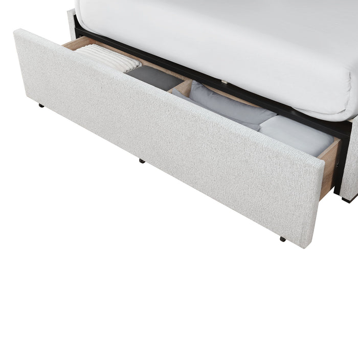 Sacha - Bed With LED And Bookcase Headboard, Built In Siderail Storage