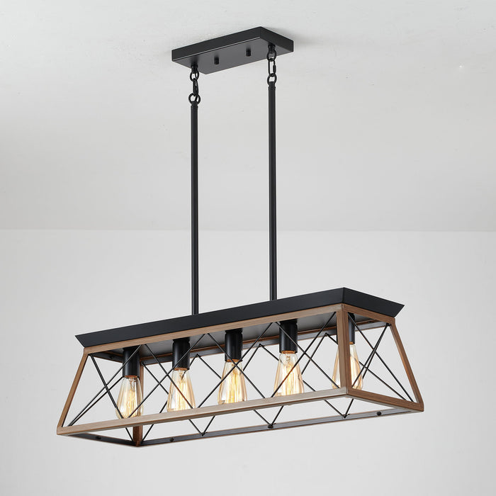Chandelier Pendant Light For Dining Room Kitchen, 5 Light Fixture With Adjustable Height