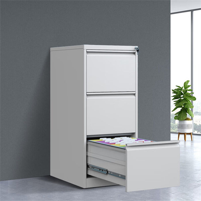 Durable Metal 3 Drawer File Cabinet With Lock For Office Storage
