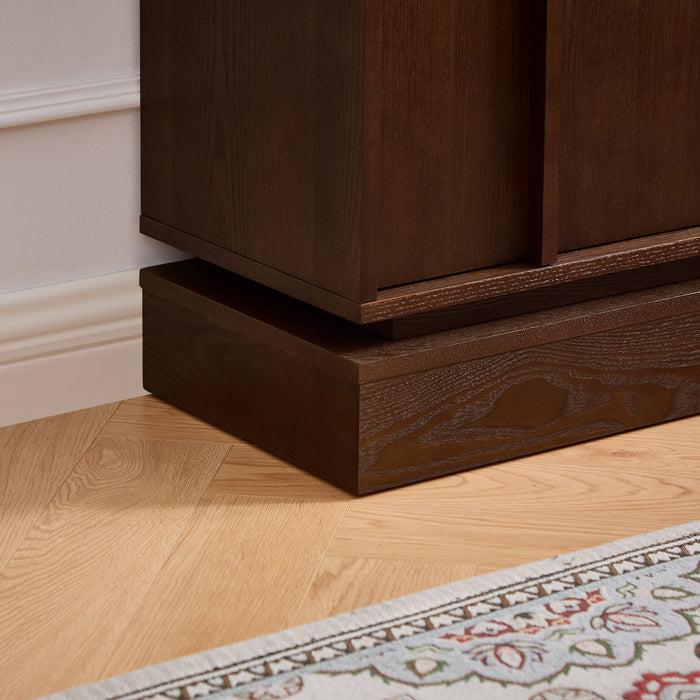 Fluted Sideboard Buffet Cabinet With 2 Doors And Adjustable Shelf, Storage Cabinet For Entryway