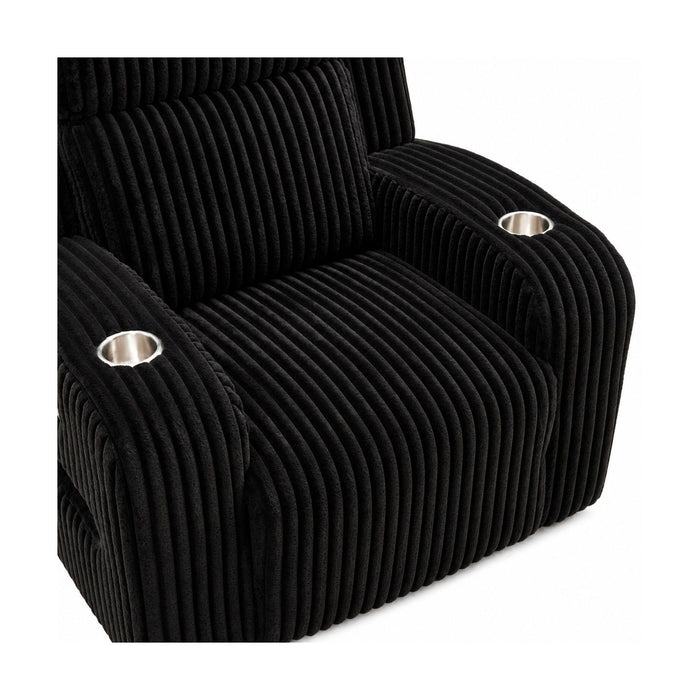 Power Recliner With Cup Holders And Ambient LED Lighting - Black