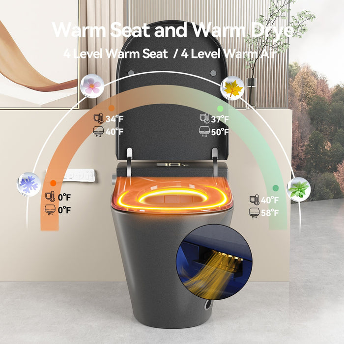 Smart Bidet Toilet With Auto Open / Close Seat, Warm Water Wash, Heated Seat, And Wireless Remote Control