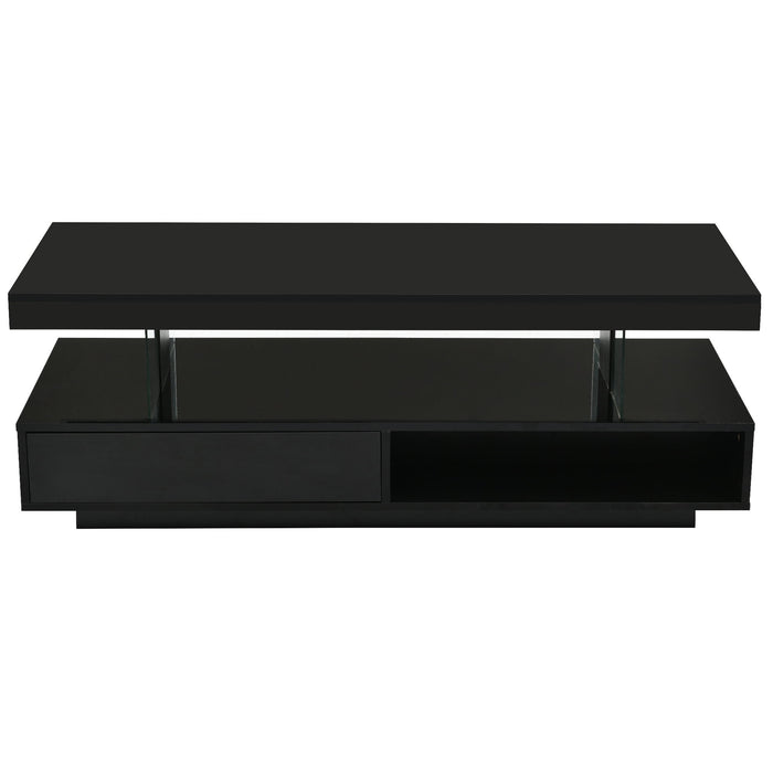 LED Coffee Table With 2 Drawers And Display Shelves