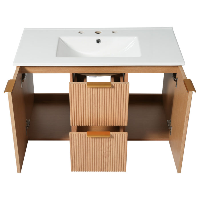 Modern Wall Mounted Bathroom Vanity, Soft Close Doors