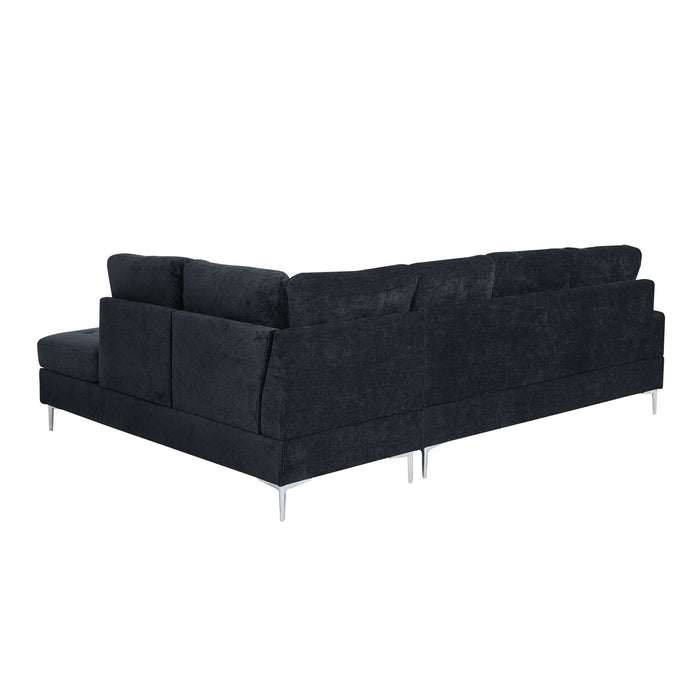 L-Shaped Sectional Sofa With Chaise And Storage Ottoman, Includes 2 Pillows