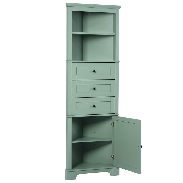 Tall Storage Cabinet With 3 Drawers And Adjustable Shelves For Bathroom