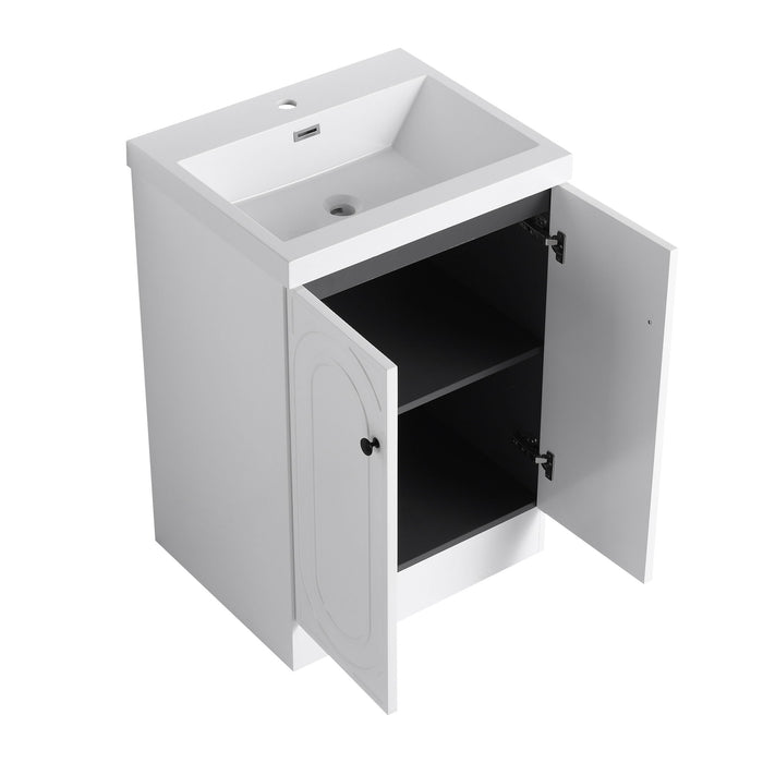 Contemporary Freestanding Bathroom Vanity With Resin Sink & Soft-Close Cabinet Doors
