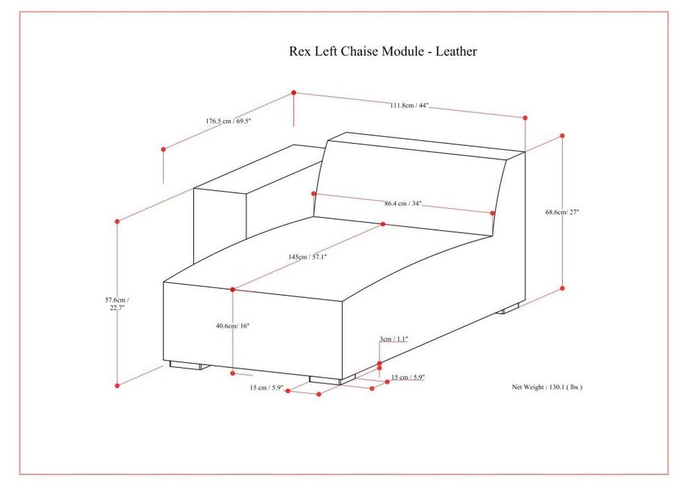 Rex - Left Chaise Sofa Module - Brown
