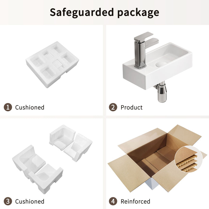 Wall Mounted Bathroom Sink With Faucet And Drain